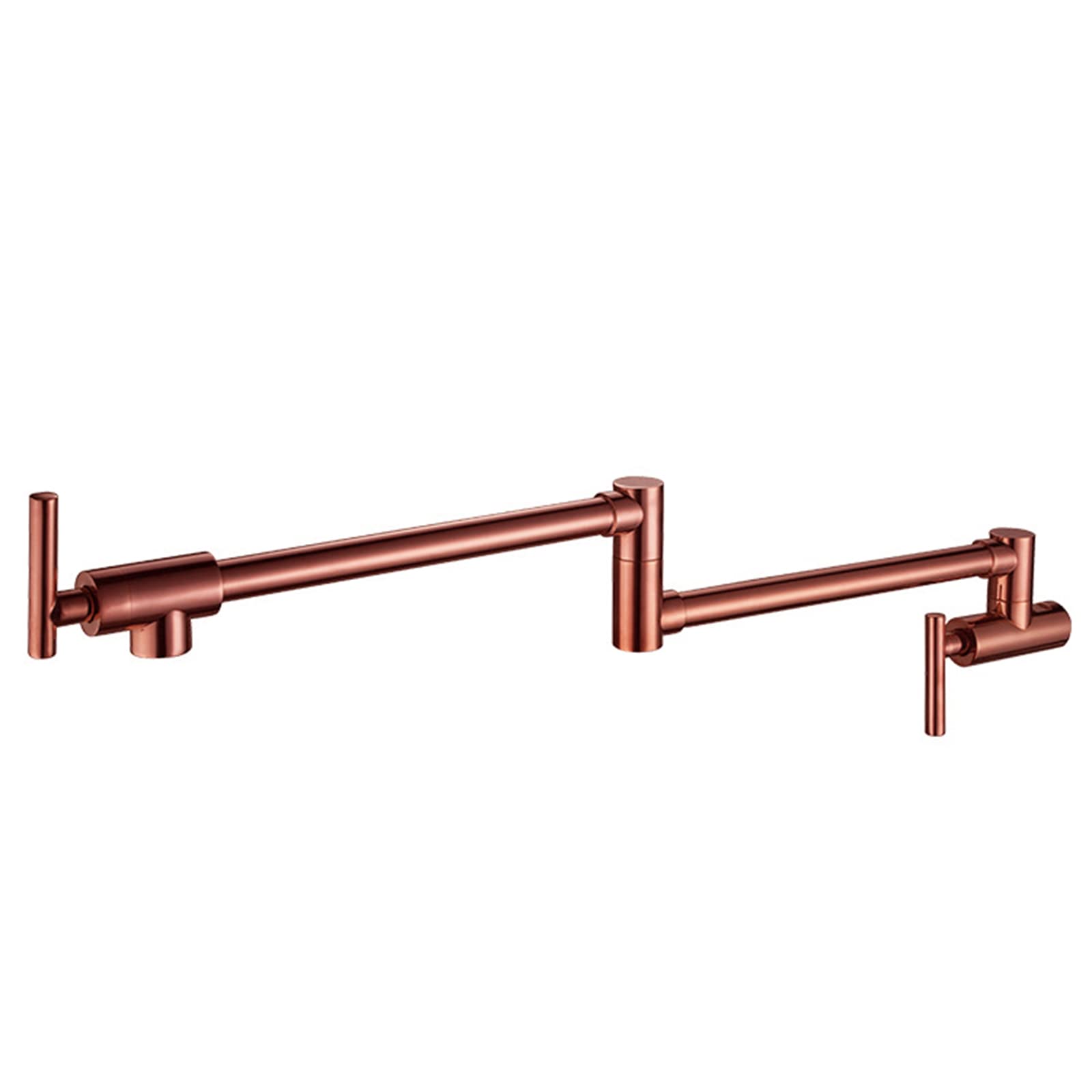 ASerZenith Pot Filler Faucet Single Cold Water Kitchen Faucet Wall Mount Brass Commercial Kitchen Sink Taps Folding Stretchable Double Joint Swing Arms Single Hole Two Handles Rose Gold