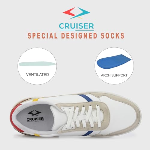 Image of Cruiser Mens Sneakers | Casual Shoes | Cone Heel Lace-Up Sneakers for a Unique Look |Experience Comfort & Style with Soft Cushioned Insole | Trendy Lace-Up Design Sneaker (2565)