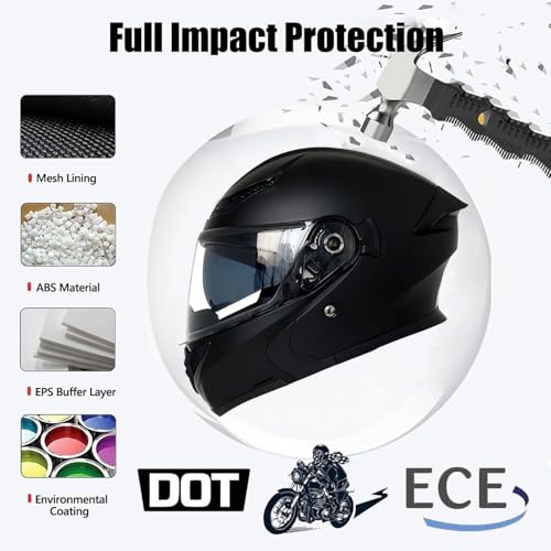 Casco modular con Bluetooth integrado y doble visera solar para moto 4