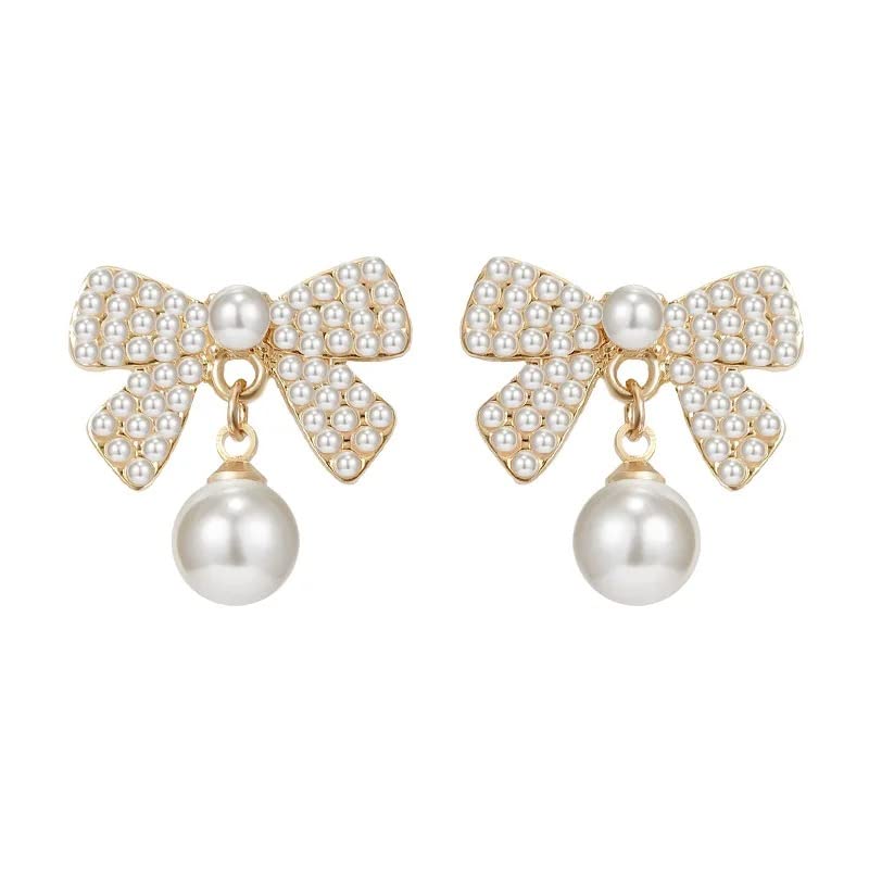Vembley Korean Bow Tie White Pearl Stud Earrings For Women And Girls (B0CFFMVPBF) Amazon Price History, Amazon Price Tracker