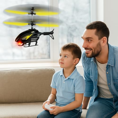 Image of DURAZO Remote Control Plastic Helicopter Toy for Kids | Gravity Sensor Battery Chargable Toy Helicopter | USB Charging Infrared Induction Flight I Pack of 1 (Black Yellow Colour)