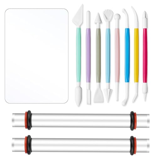 Polymer Clay Tools 11 Pcs Clay Rolling Pin Rolling Pin for Clays Acrylic Clays Rollers Rollings Pins with Thickness Rings for DIY Arts and Crafts Pottery Smooth Tool Handmade Crafts Art