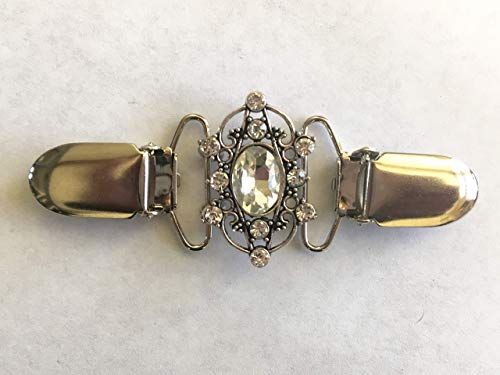 The mattie Clear Stone and Rhinestone Silver Tone Filigree Waist Shape Cinch Clip.