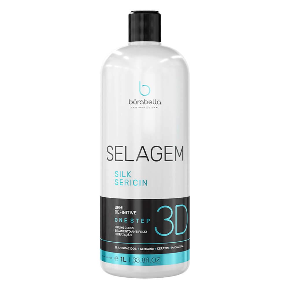 Borabella Selagem 3D Semi-Definitive Silk Sericin Sigillante, Sigillante Anti-Frizz Gloss 1000 ml, con cheratina e olio di macadamia, per tutti i tipi di capelli