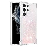 HOOl Bling Liquide Coque pour Samsung Galaxy S22 Ultra,Brillant Flottant Housse Sparkly Transparent Étui Paillette Quicksands Clear Cover Filles Femmes Pretty Antichoc Bumper