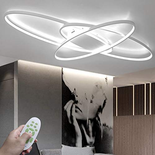 Plafonnier LED ovale blanc de 95cm et 46W avec télécommande dimmable - 3