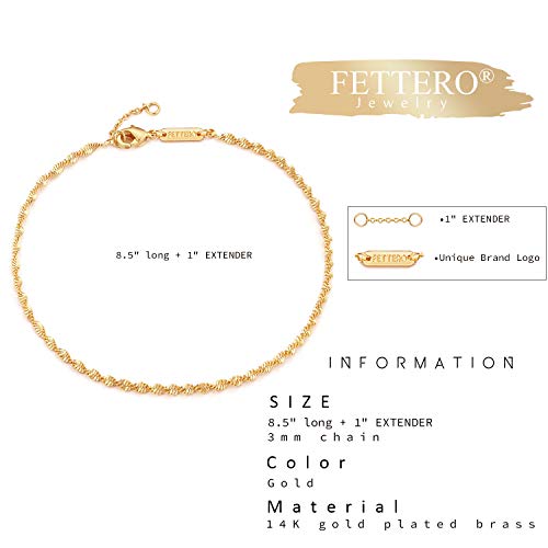 Image of Fettero Anklet Bracelets for Women Gold Plated Dainty Waterproof Anklet Charm Bracelet Summer Beach Foot Jewelry