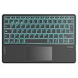 Inateck Tablet Keyboard with Touchpad, AI Function, Ultra Slim Bluetooth Keyboard for Windows/iPad OS/Android/iOS, 7-Color Backlight, Supports Self-Developed App, KB01104