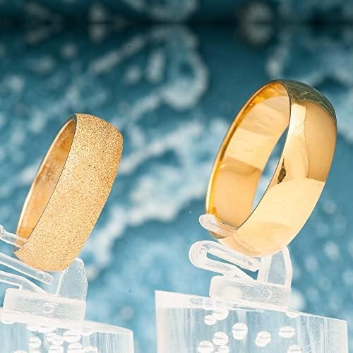 Miniatura 8 de Juego de anillos de boda de 0.236 pulgadas, chapado en oro de 14 quilates, juego de alianzas de boda a juego personalizado para hombre y mujer