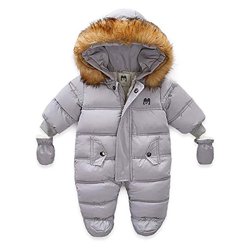 Kaizizi Baby Jongens Meisjes Winter Eendelige Voetjes Sneeuwpak Bont Trim Hooded Rits Jumpsuit Jas Dikke Warm Down… - Image 3