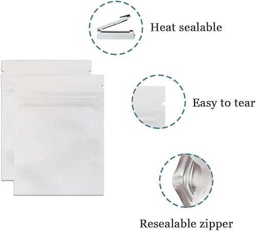 Miniatura 3 de 100 unidades Mylar con cierre de cremallera a prueba de olores, bolsa de almacenamiento de alimentos de aluminio hermética, con el frente de