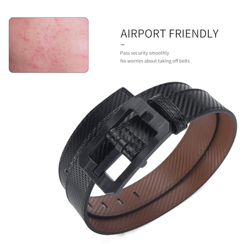 Big Buckle Reversible Leather Belt | TSA Approved, Hypoallergenic, Nickel-Free, Non-Metal, Airport Friendly with Plastic Buckles4