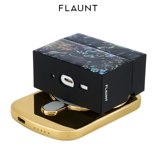 Image of Flaunt 5000mAh Wireless Battery Pack with USB-C Port - Metallic Gold | Slim Portable Power Bank - Compatible for MagSafe and Wireless Charging for iPhone, Smartphone, AirPods, Headphones, and More