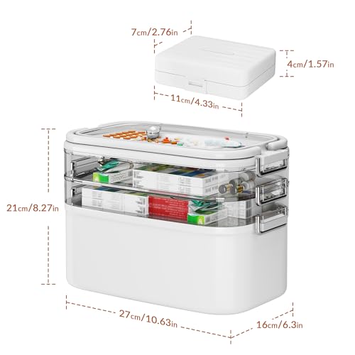 Boîte à médicaments 4 étages blanche NiHome avec pilulier pratique - 4