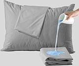 Trance Ultra Soft Terry Waterproof Pillow Protector Cover with Zippered Closure | Dust Mite - Bed Bug Protection | Oil and Water Spill Protection Covers (Large: 20 x 30 inch - Grey) - Pack of 2