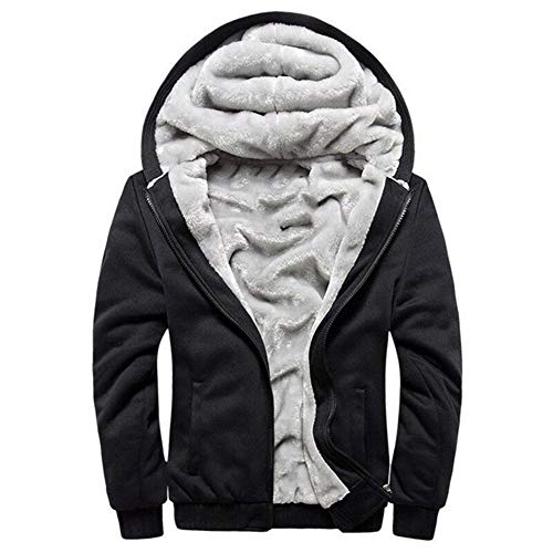 MANLUODANNI Veste à Capuche Doublée Polaire Noir M