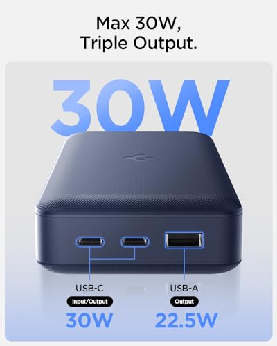 Image of Spigen ArcPack 30000mAh Power Bank, PD3.0, PPS, Fast Charging, 30.0W Max Output, 2 Type-C Ports, 1 USB-A Port - (ABS+PC, Navy Blue)