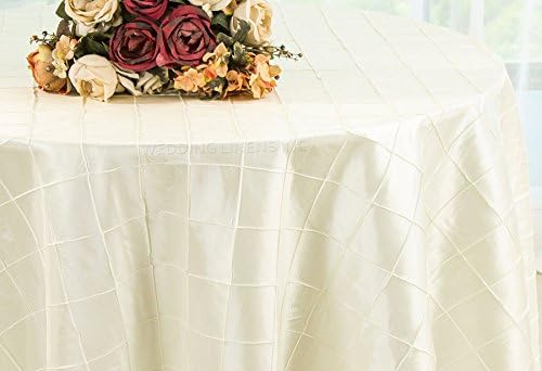 Wedding Linens Inc. 132 Inch Round Pintuck Taffeta Tablecloths Table Cover Linens for Wedding Party Banquet Events - Ivory