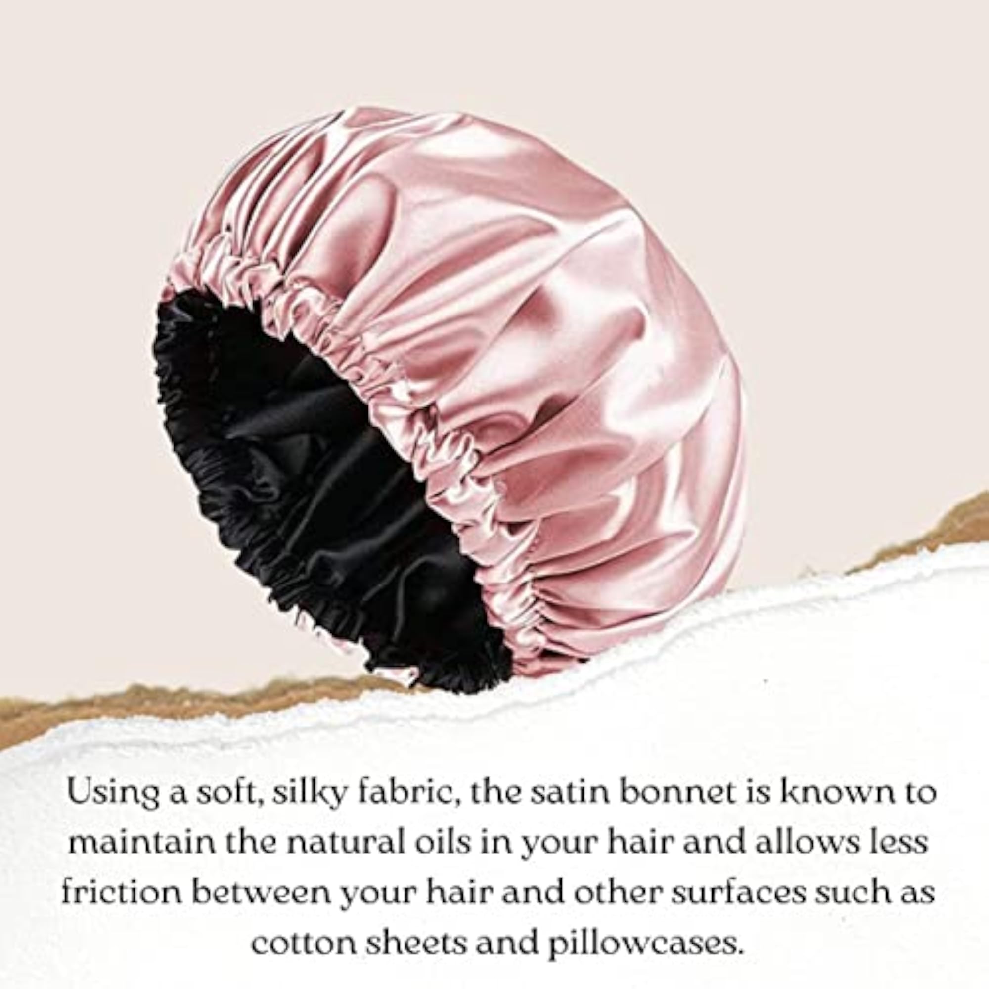 Satin Silk Bonnet with Scalp Massager Brush and 3 Scrunchies