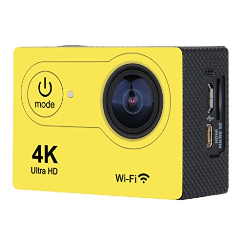 H9 Videoc¨¢mara Deportiva Inal¨¢mbrica (12Mp, 4 K 1080P Hd, 2" Lcd, 170¡ã Gran Angular, Hdmi, Impermeable hasta 30M, Wifi Compatible con Adroid Ios), Amarilla