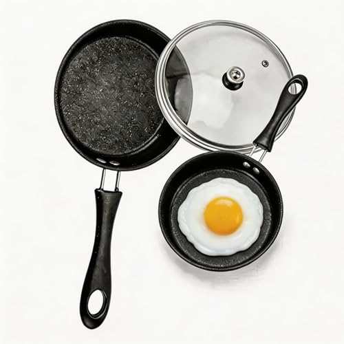 NCONCO Padella antiaderente piccola per uovo con coperchio in vetro, pentola resistente al calore, frittata portatile per uova e pancake
