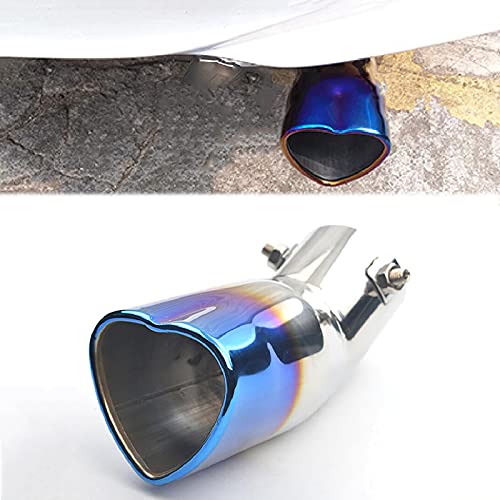 SCKUBMF Heart Shaped Exhaust Tip Muffler Tip Car Muffler Tips Heart Shaped Car Muffler Universal Stainless Steel Car Exhaust Muffler Exhaust Tip,for Fitment On Most Cars,Sedans,2.48inch Inlet
