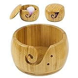 Yarn Bowl with Lid, Wooden Bamboo Yarn Bowl for Crochet, Knitting Bowls for Yarn Storage, Ideal...
