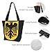 GZEKWLP Germany Coat of Arms Flag Reusable Shoulder Bag Casual Grocery Tote Bag Zipper Shopping Handbags for Women