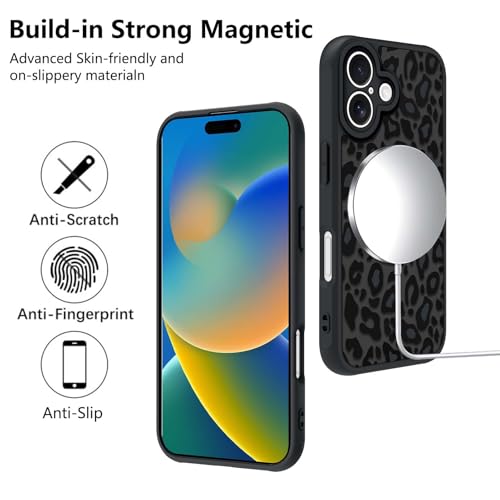 Image of KANGHAR Case for iPhone 16 Phone Case Leopard Printed Pattern | Cute Cheetah [Compatible with Magsafe] Protective Magnetic Case for Girls Women Men 6.1 inch