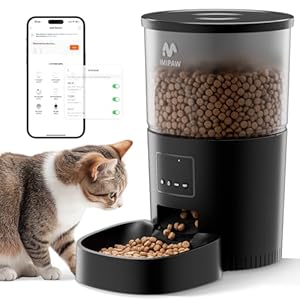 Automatic Cat Food Dispenser, WiFi Cat Feeder with APP Remote Control for Dry Pet Food, Programmable Timer, Dual Power Supply, Slow Feeder for Cats & Small Dogs