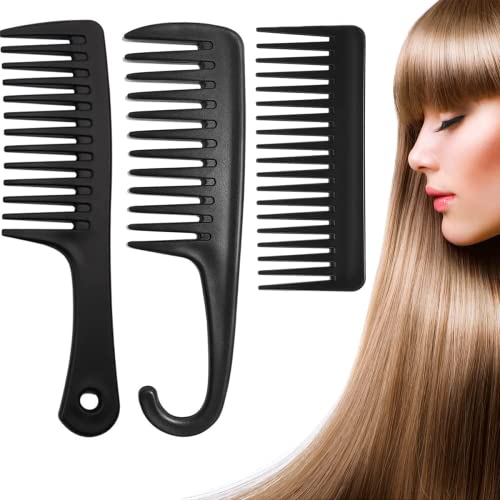 3 Pieces Wide Tooth Detangling Shower Hair Comb For Women Curly Wet Dry Long Thick Hair #TOP8