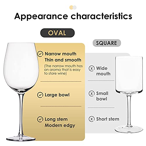 Jbho Hand Blown Italian Style Crystal White Or Red Wine Glasses - Gift Packaging For Any Occasion - Lead-Free Premium Crystal Clear Glass - Set Of 4-18 Ounce #TOP5