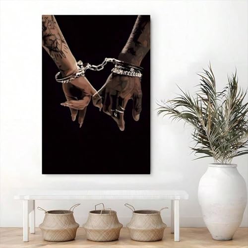 Tableau africain haut de gamme couple noir toile texturée