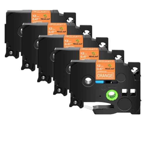 PT-1180 H110xv^[pTZE-231 TZE-241 TZE-335 TZE-631ƌ݊̂锒xe[v5pbN12mmubN(White on orange)