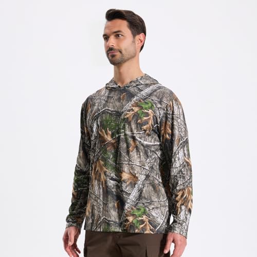 Camo Hoodie Long Sleeves Hunting Shirts for Men Quick Dry UPF 50+ Hiking Fishing Shirt with Hood2