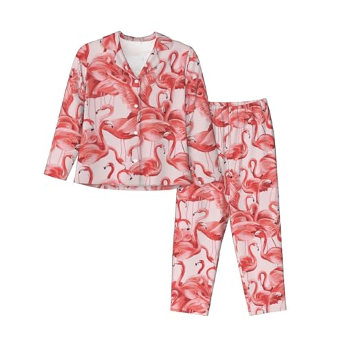 Pyjama flamant rose femme avec pantalon à taille élastique confort