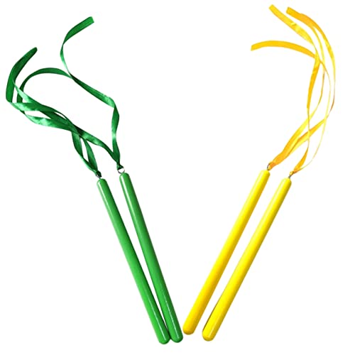 Sosoport Ribbon Music Stick Set 2 Pairs Early Learning Toys for Boys and Girls Rhythm Sticks Educational Musical Percussion for b