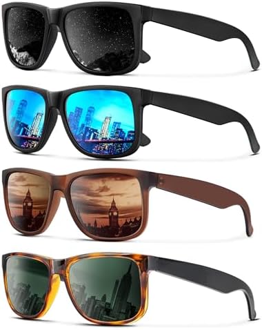 KALIYADI Sunglasses Men Polarized Sun glasses for Mens Womens Classic Matte Black Frame UV Protection 3pack