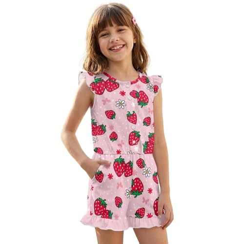 Mono de una pieza para niñas ropa de verano infantil con mangas con vuelo de 5 a 14 años