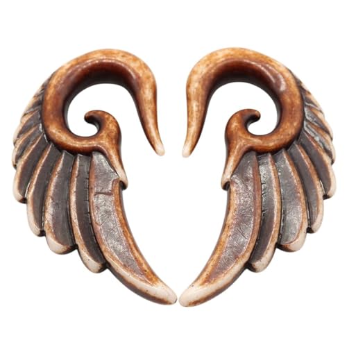 New 2026 2Pcs Unique Spiral Acrylic Heart Wing Feathers Women Ear Plugs Tunnels Taper Stretcher Expander Piercing Body Jewelry Fashion Trendy Accessories Creative Gift