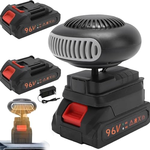 Chauffage A Batterie, Chauffage Sur Batterie Rechargeable, 2 * 96V Chauffages Voiture Portable Sans Fil, Dégivrage&Désembueur, 2 De Température, Pour Véhicule Bureau Chambre Salle (2 batteries)