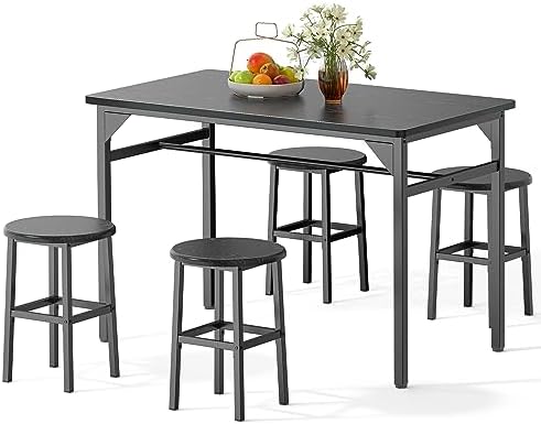 Qsun 5-Piece Dining Table and Chairs Set for 4, Kitchen Table Set for Kitchen, Dining Room, Breakfast Nook and Home Bar, Dining Table Set for Small Apartment, Black