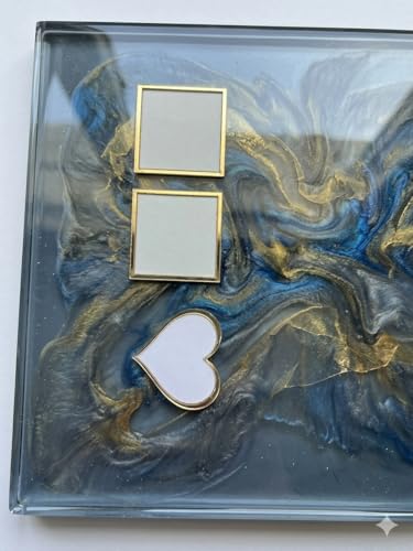 Image of Acrylic Thumbprint Set, Gold Square and Heart Shape Frames for resin art