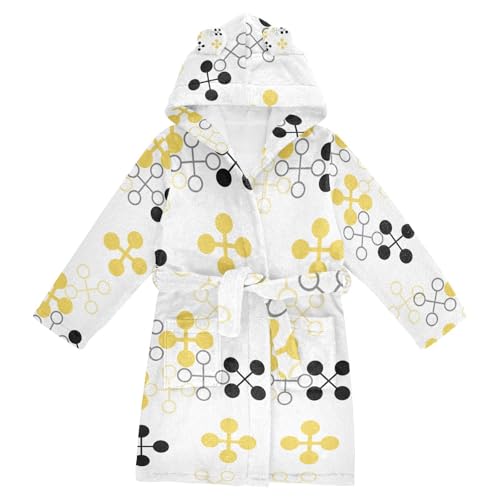 LI ZHI XIN Bata de baño de franela suave con capucha y lazo cálido con bolsillos para niños de 2 a 12 años, patrones geométricos, multicolor, 7-9 años