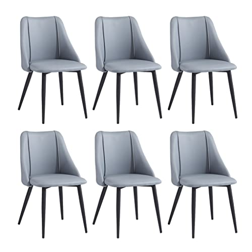 SJIALEN Dining Chairs Set of 6, Bedroom Living Room Side Chairs Matte Leather Upholstered Accent Kitchen Chairs 42×50×84cm Kitchen Chair (Color : Light Blue)