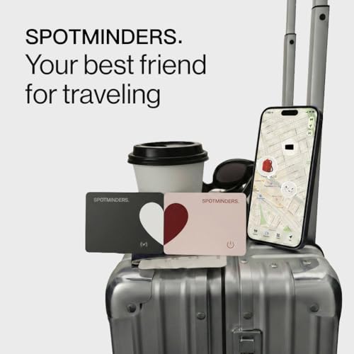 Image of SPOTMINDERS Apple MFi Certified Wallet Tracker 2-Pack Black & Pink (iOS Only) Travel Pack for Couples 0.07in Works with Apple Find My Rechargeable Tracking Card Slim Item Finder for Luggage, Passport