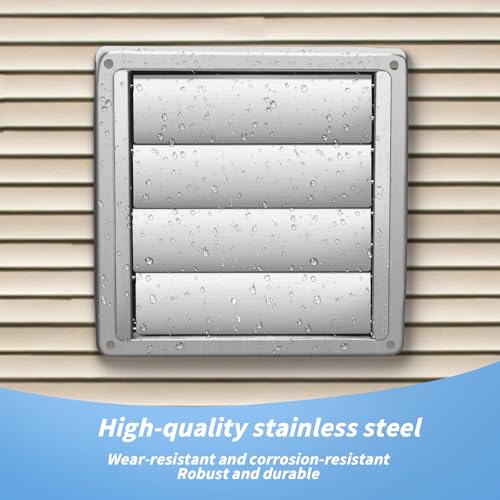 Lüftungsgitter Edelstahl 120mm Rückstauklappe mit Beweglichen Lamellen für Außenwand Montage Abluft Dunstabzugshauben Schornsteine Wetterschutzgitter Abluftgitter