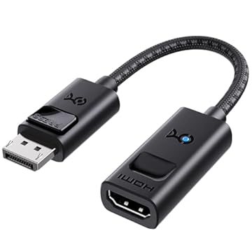 Cable Matters Adaptador 8K DisplayPort 1.4 para HDMI 2.1 com 4K 240Hz / 8K 60Hz, adaptador de cabo DisplayPort unidirecional para HDMI 2.1, suporta RTX4080, RX7900, não funciona com PS5/Xbox, sem