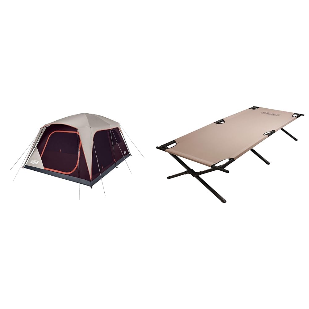 ColemanSkylodge 8/10/12 Person Tent and Trailhead II Camping Cot Bundle
