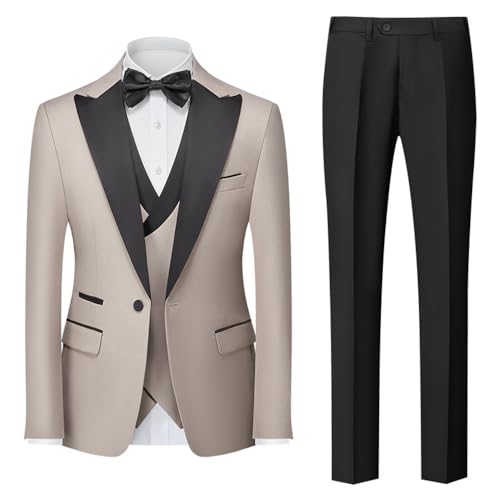 Costume 3 pièces pour homme coupe ajustée smoking pantalon blazer de mariage